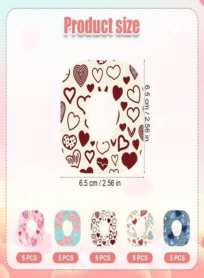 XIHIRCD 25pcs Adhesive Patches for Dexcom G7, Love Pattern CGM Sensor Covers Breathable Waterproof Overpatches Valentines Sticker Sensor Patches Compatible with Dexcom G7 (5 Styles) - Image 2